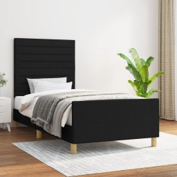 Cadru de pat cu tablie, negru, 90x190 cm, textil GartenMobel Dekor