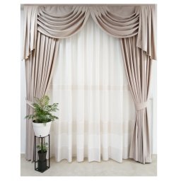 Set complet draperie catifea cu perdea lola57 si mantovane cu cravata