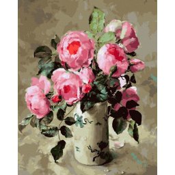 Set pictura pe numere, cu sasiu, Buchet spectaculos de bujori, 40x50 cm