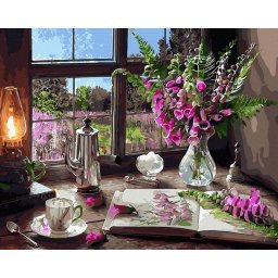 Set pictura pe numere, cu sasiu, Vedere spre gradina, 40x50 cm