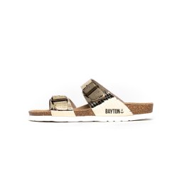 Bayton Sandale 'Marbella' maro deschis / auriu / negru / alb