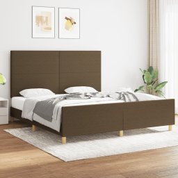 Cadru de pat cu tablie, maro închis, 180x200 cm, textil GartenMobel Dekor
