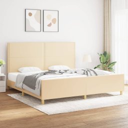 Cadru de pat cu tablie, crem, 200x200 cm, textil GartenMobel Dekor