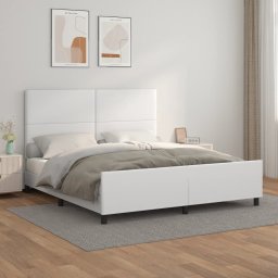Cadru de pat cu tablie, alb, 180x200 cm, piele ecologica GartenMobel Dekor