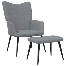 Scaun de relaxare cu taburet, gri deschis,textil GartenMobel Dekor