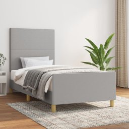 Cadru de pat cu tablie, gri deschis, 90x200 cm, textil GartenMobel Dekor