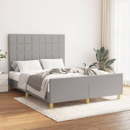 Cadru de pat cu tablie, gri deschis, 140x190 cm, textil GartenMobel Dekor