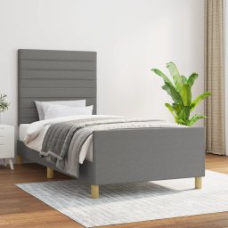 Cadru de pat cu tablie, gri închis, 90x200 cm, textil GartenMobel Dekor