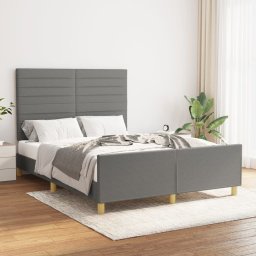 Cadru de pat cu tablie, gri închis, 140x200 cm, textil GartenMobel Dekor