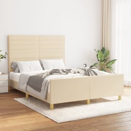 Cadru de pat cu tablie, crem, 140x200 cm, textil GartenMobel Dekor