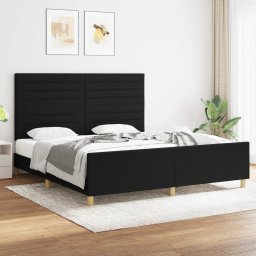 Cadru de pat cu tablie, negru, 180x200 cm, textil GartenMobel Dekor