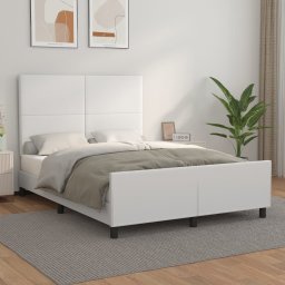 Cadru de pat cu tablie, alb, 140x200 cm, piele ecologica GartenMobel Dekor