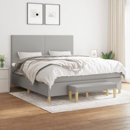 Pat continental cu saltea, gri deschis, 160x200 cm, textil GartenMobel Dekor