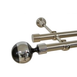 Galerie dubla fara inele kula negru 19 mm inox