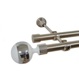 Galerie dubla fara inele kula alb 19 mm inox