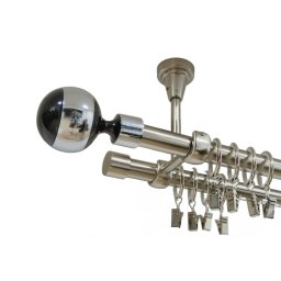 Galerie dubla kula negru prindere tavan 19 mm inox