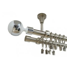 Galerie dubla kula alb prindere tavan 19 mm inox