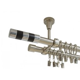 Galerie dubla cilindru negru prindere tavan 19 mm inox