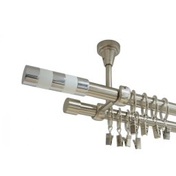 Galerie dubla cilindru alb prindere tavan 19 mm inox