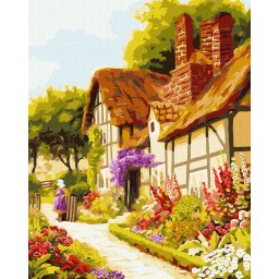 Set pictura pe numere, cu sasiu, Casuta de poveste, 40x50 cm
