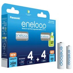 Eneloop Acumulatori Ni-Mh 1.2V AA R6 2000mAh Preincarcati si AAA R3 800mAh Preincarcati BK-KJMCDE44E ECO Plastic Free B4+4