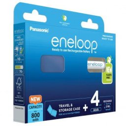 Eneloop Acumulatori Ni-Mh 1.2V AAA R3 800mAh Preincarcati 2100 Cicluri cu Carcasa B4 BK-4MCDEC4BE ECO Plastic Free B4
