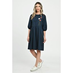 Rochie Medie Dama V264, bleumarin pictata