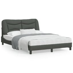 Cadru de pat cu lumini LED, gri închis, 140x190 cm, textil GartenMobel Dekor