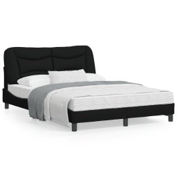 Cadru de pat cu lumini LED, negru, 140x190 cm, textil GartenMobel Dekor