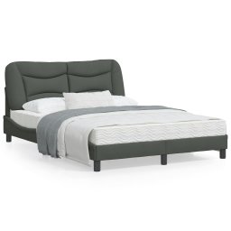 Cadru de pat cu lumini LED, gri închis, 140x200 cm, textil GartenMobel Dekor