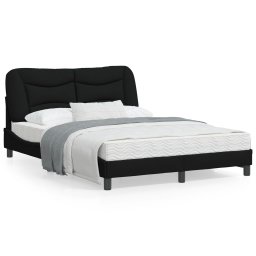 Cadru de pat cu lumini LED, negru, 140x200 cm, textil GartenMobel Dekor