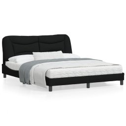 Cadru de pat cu lumini LED, negru, 160x200 cm, textil GartenMobel Dekor
