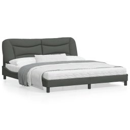 Cadru de pat cu lumini LED, gri închis, 180x200 cm, textil GartenMobel Dekor