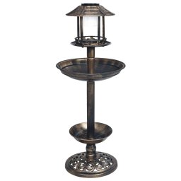 Baie pentru pasari decorativa, cu LED alimentat solar, plastic GartenMobel Dekor