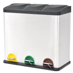 Cos gunoi cu pedale pentru reciclare, otel inoxidabil, 54 L GartenMobel Dekor