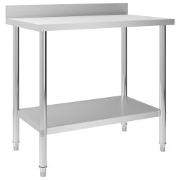 Masa de lucru bucatarie cu bordura 100x60x93 cm otel inoxidabil GartenMobel Dekor