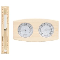 Set 2 în 1 higrotermograf si clepsidra de sauna, lemn masiv pin GartenMobel Dekor