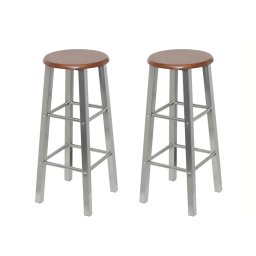 Scaune de bar, 2 buc., metal, sezut din MDF GartenMobel Dekor
