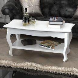 Masuta de cafea cu 2 niveluri, MDF, alb GartenMobel Dekor