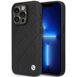 Husa Case BMW BMHCP14L22RQDK iPhone 14 Pro 6.1" black/black Leather Quilted