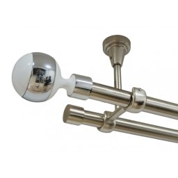 Galerie dubla kula alb fara inele prindere tavan 19/19 mm inox