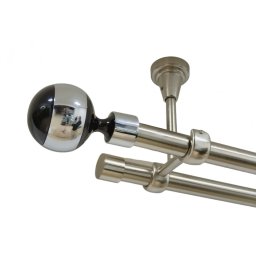 Galerie dubla kula negru fara inele prindere tavan 19/19 mm inox