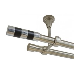 Galerie dubla cilindru negru fara inele prindere tavan 19/19 mm inox