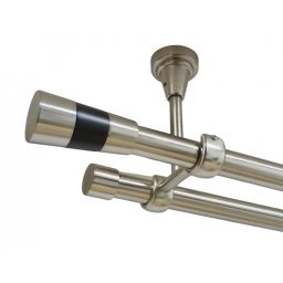 Galerie dubla valeo negru fara inele prindere tavan 19/19 mm inox