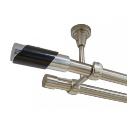 Galerie dubla paris fara inele prindere tavan 19/19 mm inox