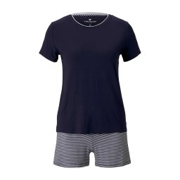TOM TAILOR Pantaloni scurți albastru închis / alb