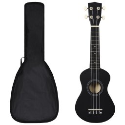 Set ukulele soprano, cu husa, pentru copii, negru, 21" GartenMobel Dekor