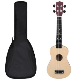 Set ukulele Soprano pentru copii, cu husa, natural, 23" GartenMobel Dekor