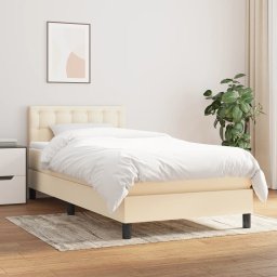 Pat box spring cu saltea, crem, 100x200 cm, textil GartenMobel Dekor