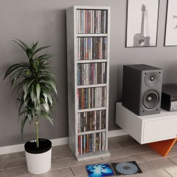 Dulap CD-uri, gri beton, 21x20x88 cm, lemn compozit GartenMobel Dekor
